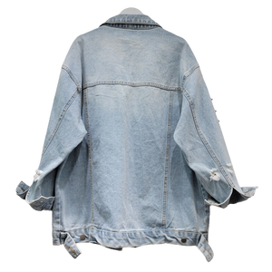 Long Sleeve Lapel Pocket Button Cardigan Women Denim Jacket Beaded <b>Rivet</b> Washed Fashion Ladies Coat Streetwear Outerwear - Product Image 2