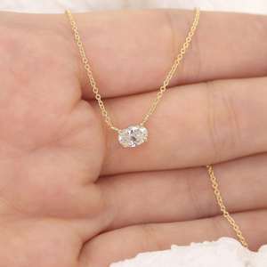 Brillante colgante de diamante ovalado cultivado en laboratorio, certificado por IGI, en oro amarillo, oro rosa, oro blanco o plata, con piedra de color D, E, F, claridad VVS o VS. - Product Image 4