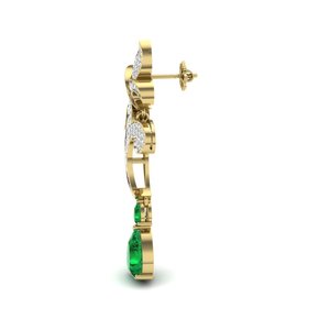 Pendientes de Lujo con Diseño Floral Chapados en Oro con Piedras Verdes en Corte Pera y Engaste de Bisel con Circonitas Cúbicas para Joyería de Fiesta de Boda para Mujer - Product Image 5