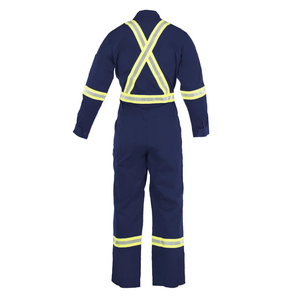 <b>Men's</b> Navy Blue <b>Work</b> Coverall With Reflective Stripes Cotton Material High Visibility Safety <b>Overalls</b> - Product Image 2