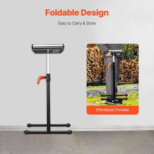 Set di 2 Supporti a Rullo Resistenti per Falegnameria, Capacità di Carico 135 lb, Altezza Regolabile 26.8-42.5FT, Design Pieghevole, 11.5 Lucidati - Product Image 3
