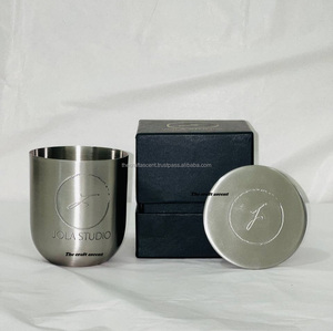 <b>Round</b> Stainless Steel <b>Brushed</b> Candle Jar with Nickel Lid Empty Iron Candle Vessel for Christmas Decoration - Product Image 5