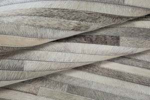 Tapis en cuir contemporain fait main, lavable, antidérapant, épais tapis à rayures abstraites pour intérieurs de maison - Product Image 2