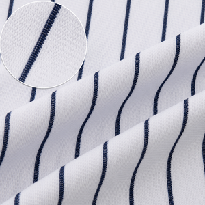 Chemise décontractée pour homme, style baseball, à rayures fines blanches, manches courtes, col mandarin, boutonnée, en jersey, personnalisable OEM ODM - Product Image 6