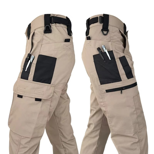 Men's Khaki <b>Waterproof</b> <b>Work</b> Pants Cotton Abrasion Resistant Custom Logo Multiple Pockets Uniform Type Anti-Wrinkle Anti-static - Product Image 3