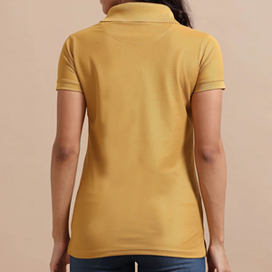 Polo de Mujer Color Mostaza, Manga Corta, Estilo Casual, Tela Piqué, 100% Poliéster, Largo Regular - Product Image 2
