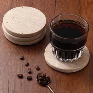 Luxury Home Decor Travertine Coaster With Smooth Finish For Dining <b>Tables</b> Kitchen Islands And Bars - Product Image 1