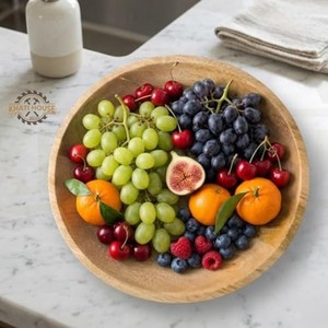 Handcrafted Walnut Wood Serving <b>Bowl</b> with Carved Pedestal Base - Wholesale - Product Image 4
