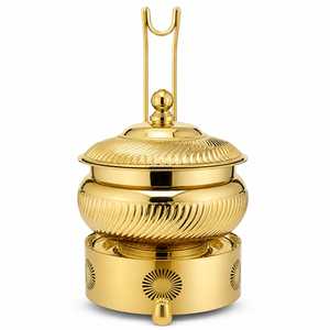 Plat de service rond de luxe moderne en acier inoxydable doré avec couvercle, pour buffet et traiteur, compatible lave-vaisselle, Utter Pradesh - Product Image 2