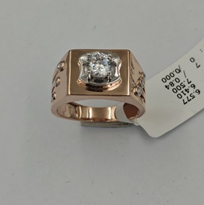 Anillo de Diamantes Vintage Sofisticado para Hombre, Oro de 14K, 7 Piezas, Diamante Natural de Corte Brillante de 0.84Ct, Color G, Certificado IGI, Rodio - Product Image 5