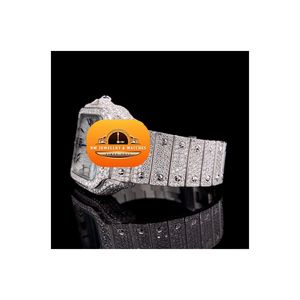 Reloj Deportivo Vintage de Lujo para Hombre, de Acero Inoxidable con Diamantes, Caja Cuadrada, Números Romanos Analógicos, Movimiento de Cuarzo, Cierre Desplegable, 40 mm - Product Image 3