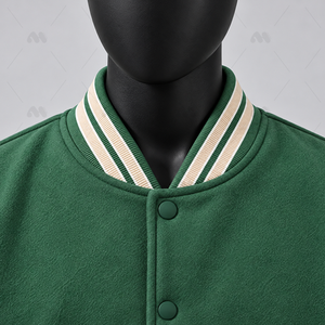 Factory Wholesale Custom Embroidered Canvas Baseball <b>Jackets</b> <b>Men</b> Women Autumn Casual Stand Covered Button Windproof Front <b>Letter</b> - Product Image 6