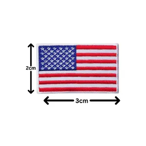 Parche 3D de tela multicolor con bordado de bandera americana, accesorios para bolsos de exterior, insignias personalizadas con gancho y bucle para ropa - Product Image 1