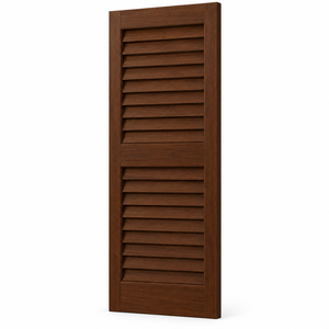 Persiana de Madera Sólida con Rejillas Horizontales Fijas, Acabado en Nogal Oscuro, 12 x 36 Pulgadas - Product Image 1