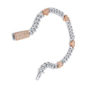 Trendy 925 Sterling <b>Silver</b> Moissanite Diamond Heart Link <b>Bracelet</b> <b>silver</b> Rose Gold Hip Hop Jewelry for - Product Image 2