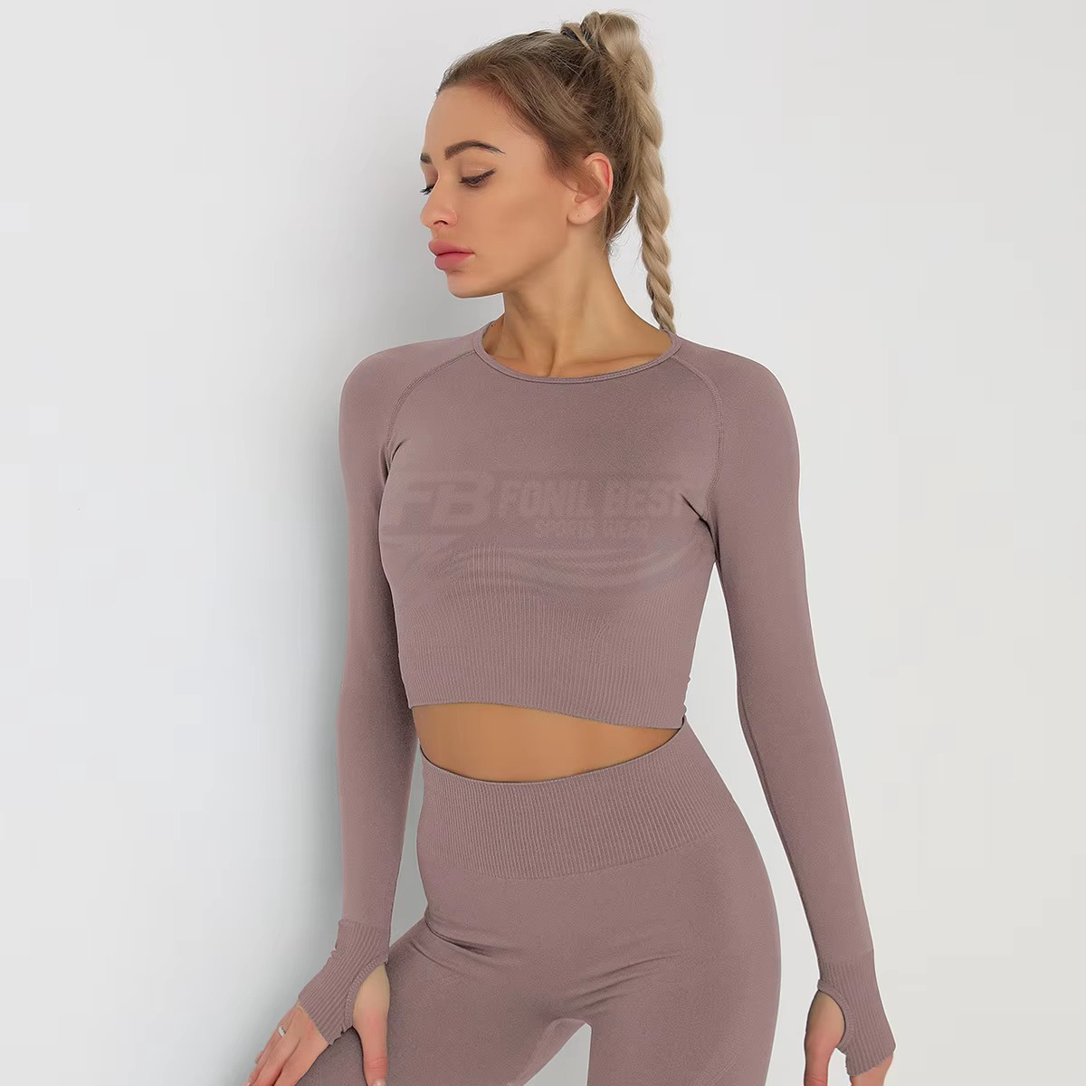 Women Lightweight Solid Sleeveless Seamless Four-Way Stretch Spandex/Nylon High Waist 2-Piece Set Gym Yoga Fitness Workout Top