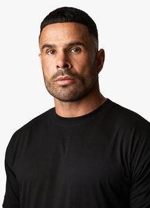 mens <b>black</b> jet <b>black</b> <b>plain</b> solid blank athletic fit short sleeve <b>tshirt</b> crewneck basic tee top - Product Image 2