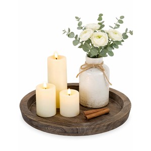 ถาดใส่เทียนไม้สักทรงกลมทำมือ - ของตกแต่งบ้านสไตล์เรียบง่ายขายส่ง - Product Image 1