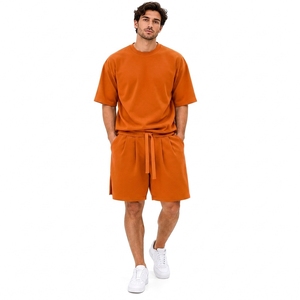 Nueva Llegada, Ropa Deportiva para Hombre, Transpirable, Estilo Urbano, Informal para Gimnasio, Camiseta Sólida de 2 Piezas con Logotipo Bordado, Conjunto de Verano - Product Image 1