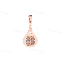 925 Sterling Silver Plaqué Or Tennis Paddle Collier Conception Personnalisée Bijoux pour Hommes Femmes Sport Amateur En Gros Cadeau Usine