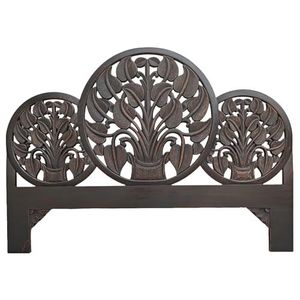 Luxury Handcrafted Solid Wood Bed <b>Frame</b> Ornate Triple Circular Tree of Life Carving Dark <b>Oak</b> Finish - Product Image 2