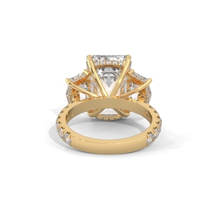 แหวนหมั้นเพชรทรงเอเมอรัลด์คัท เพชรเลี้ยงในห้องปฏิบัติการ ทอง 14K ประดับเพชรสามเม็ด เครื่องประดับเจ้าสาวสำหรับผู้หญิง - Product Image 3