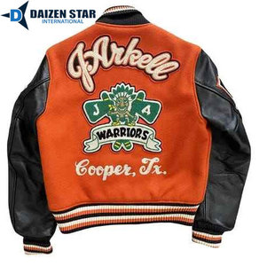 Men's Orange Black Varsity Jacket Custom Embroidered Letter Patch Design Football Team Name Number Print Autumn Wear - Product Image 2
