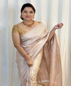 SAREE DE SEDA LICHI CON TRABAJO DE JACQUARD, MÁS VENDIDO, CON BLUSA SIN COSTURAR, PARA FIESTAS, PRECIO AL POR MAYOR, PRENDAS ÉTNICAS 84793 BLANCO - Product Image 2