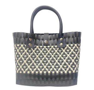 Nouveauté : Sac et sac à main tendance à motif tissé fait main avec des lanières en cuir noir, sac fourre-tout décontracté pour femmes pour le quotidien et le shopping - Product Image 2