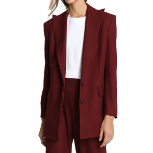 Custom <b>Women's</b> Windproof Hooded Polyester Fashion Blazer <b>Coat</b> <b>Single</b> <b>Breasted</b> Tailored Jacket Business Casual OEM Private Label - Product Image 1