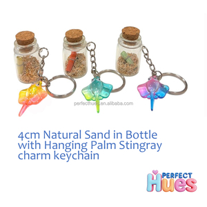 Colorful Stingray Bottle Keychain With Sand And Scroll Inside <b>Cute</b> Animal Shape Plastic <b>Keyring</b> Gift - Product Image 2