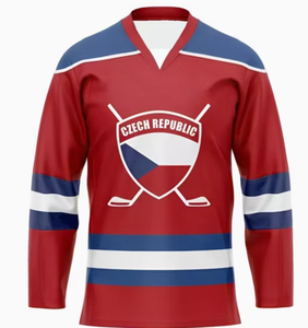 Camiseta de Hockey sobre Hielo para Hombre, Manga Larga, Cuello en V, Sublimada, 100% Poliéster, Absorbe la Humedad, Corte Regular, Ropa para Adultos - Product Image 4