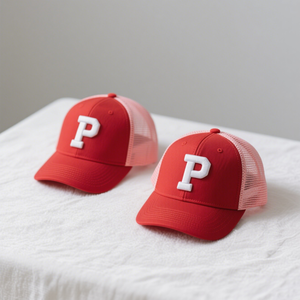Wholesale Sporty 3D Embroidery Leopard/Dot Letter P Logo <b>Flat</b> Top Unisex Lightweight Mesh 5/6 Panel Mid Baseball <b>Cap</b> - Product Image 6