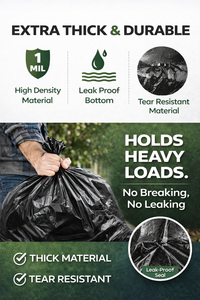 Bolsas de Basura Negras Resistentes de Primera Calidad TH GB-024, 33 Galones, 1 Mil de Grosor, 30 Unidades, Grado Comercial, a Prueba de Fugas - Product Image 2