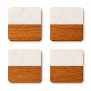 Posavasos Cuadrados de Madera Hechos a Mano con Rayas, Ecológicos, Decoración de Mesa para el Hogar y Vajilla de Comedor - Product Image 4