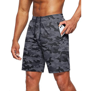 Shorts de sport gris camouflage pour homme, séchage rapide, avec poche cachée pour téléphone - Product Image 1