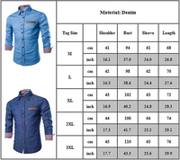 Kemeja Denim Pria Warna Gelap, Kasual Elegan, Lengan Panjang, Kancing Depan, Modis, Ringan, Nyaman, Untuk Kantor