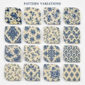Handmade Wholesale Custom <b>Marble</b> <b>Coaster</b> Set with Vintage Blue Floral Pattern, Soft-Edged Natural Stone Drink <b>Coasters</b> for Home - Product Image 2