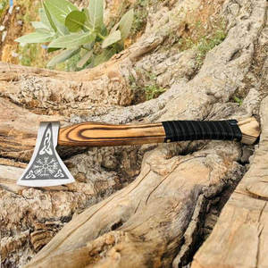 Couteau Viking Raven Tomahawk de Jahangir Enterprise, fabrication artisanale industrielle, manche en bois de rose, lame en acier carbone, haute qualité, pour le camping - Product Image 1