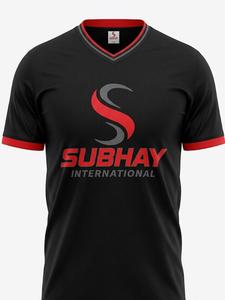 SUBHAY INTERNATIONAL Men's Black Soccer Jersey V-Neck Short Sleeve Moisture Wicking Polyester <b>Athletic</b> Fit Adult All Seasons - Product Image 3