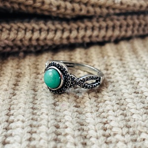 Turquoise <b>Boho</b> <b>ring</b> Brass Finger <b>Ring</b> for Women Ethnic Brass Jewelry Oxidized Silver Finish - Product Image 1