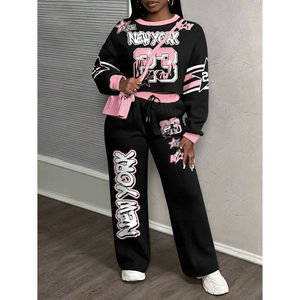 Survêtements pour femmes grande taille en molleton de coton épais, brodés, délavés à l'acide, vente en gros OEM - Product Image 1