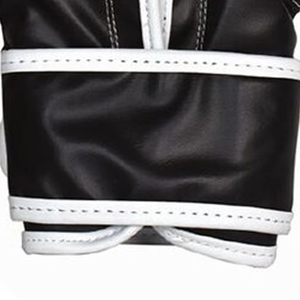 Gants de boxe en cuir noir avec fermeture auto-agrippante au poignet, conception à doigts entiers pour l'entraînement des adultes - Product Image 5