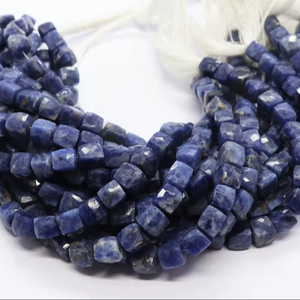 AAA Natural Sodalite Faceted Cube Gemstone Beads 6-7 MM Sodalite 3D Box Cube Beads 8 Inch Natural Sodalite Loose Beads Jewelry - Product Image 1