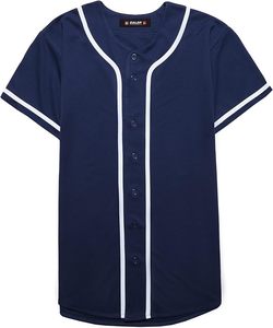 Camiseta de Béisbol Unisex DALSR, Manga Corta, Azul Marino Sólido, Cierre de Botones, Absorbe la Humedad, Transpirable, UPF 50, Corte Regular, para Adultos - Product Image 3