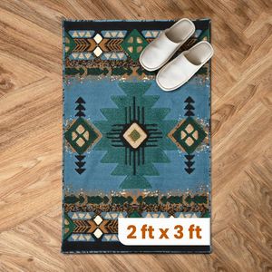 Tappeto Boho Nativo Americano del Sud-Ovest, Spesso, Morbido e Resistente, Facile da Mantenere, Design Tribale per Camera da Letto - Product Image 1