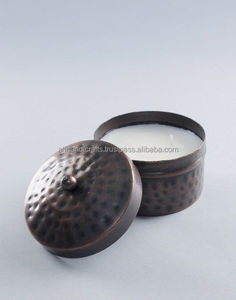 กระถางเทียนทองแดงขัดเงาสีบรอนซ์เข้มแบบโบราณพร้อมฝาปิด – ภาชนะใส่เทียนโลหะหนักสไตล์วินเทจสุดหรู - Product Image 1