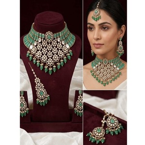 Ensemble collier et boucles d'oreilles vintage en zircon pour femmes, pour mariage, fiançailles, soirée, bijoux plaqués or - Product Image 2