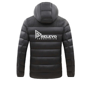 เสื้อแจ็คเก็ตพัฟเฟอร์มีฮู้ดแขนยาวสำหรับผู้ชาย ยี่ห้อ Relevo ระบายอากาศได้ดี อุ่นสบายสำหรับฤดูหนาว แบบมีซิปด้านหน้า พร้อมโลโก้  เหมาะสำหรับใส่ลำลอง - Product Image 2
