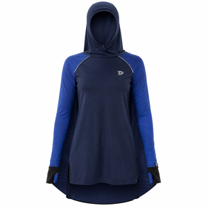 Womens Modest <b>Swimming</b> Suit <b>Top</b> Integrated Swim Hijab UPF 50+ Long Sleeve Rash Guard Quick Dry Full Coverage Front Logo 100% - Product Image 1
